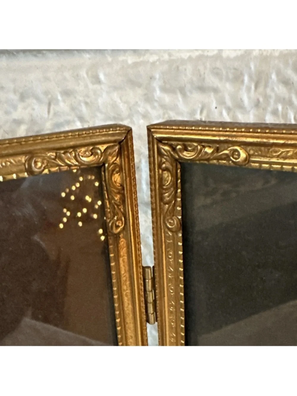 Vintage ORNATE DANISH Bi-Fold Picture Frame 8
